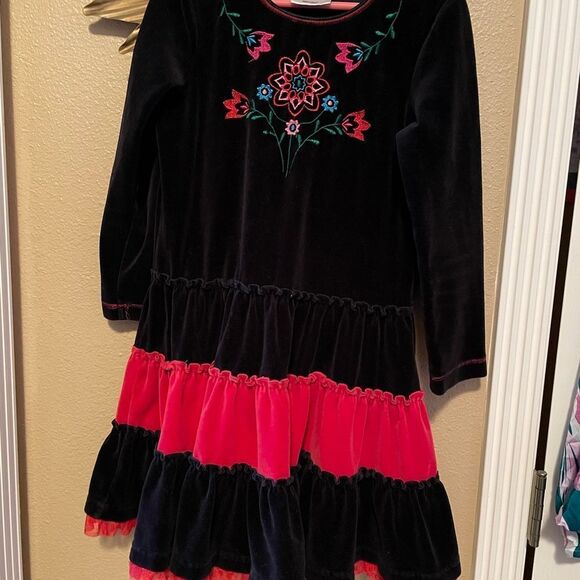 Hanna Andersson Girls Black and Red Velvet Embroidered Holiday Dress 6/7T - Picture 11 of 11